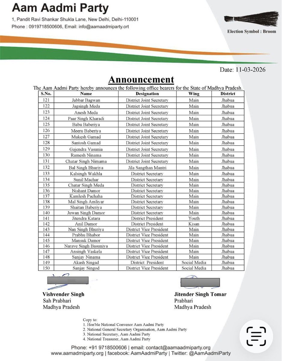 AAP Indore M.P. tweet media