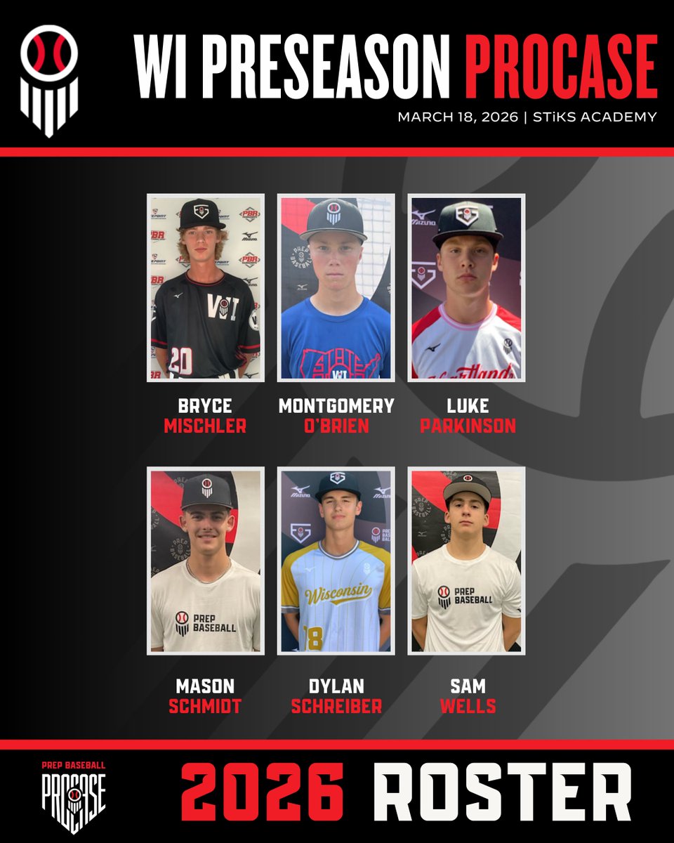 PrepBaseballWI's tweet photo. 𝑾𝒊𝒔𝒄𝒐𝒏𝒔𝒊𝒏 𝑷𝒓𝒆𝒔𝒆𝒂𝒔𝒐𝒏 𝑷𝒓𝒐𝑪𝒂𝒔𝒆 𝑹𝒐𝒔𝒕𝒆𝒓🚨 

Next Wednesday, our staff is hosting the first annual Wisconsin Preseason ProCase for some of the top arms in the state's 2026/2027 class. Check out who will be making their way to Waukesha below.👇 https://t.co/gXNZTOpIU4