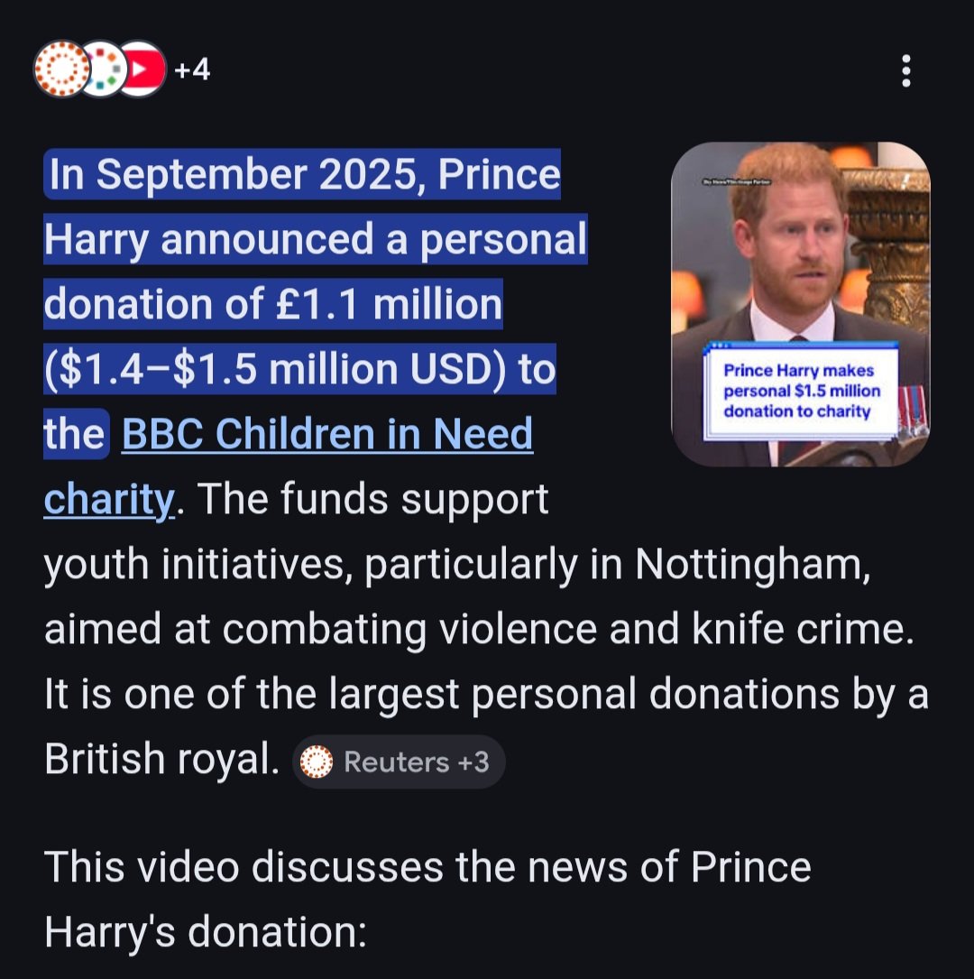 "One of the largest personal donations by a British royal".. 
The impressive thing is he's not taking a cent of public money, living in publicly owned castles or profiting off lands stolen generations ago and worked by others. 
He earns his own money, and still chooses to give.