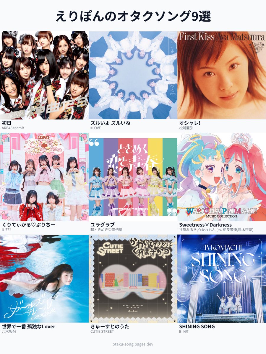 ikuta_erina0707's tweet photo. えりぽんのオタクソングを夜中に投稿します。
他にもたくさんあるけど、、一部だけ

かけない曲あるの悔しい🥲
#俺のオタクソング9選 https://t.co/JpXLPAb9sr
