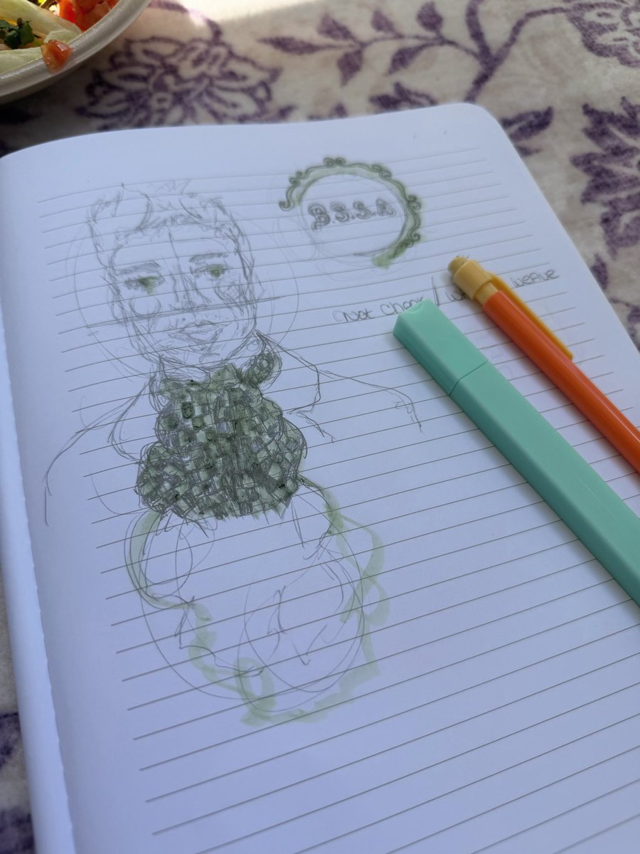 NivanfieldForev's tweet image. I’m not an artist but I am a historical costumer and today I sat outside with my dirty book and thought about piers in a big billowy green cravat or ascot - his scarf is a waffle weave not checked so in theory any olive waffle weave linen would work. 
#historicalfashion