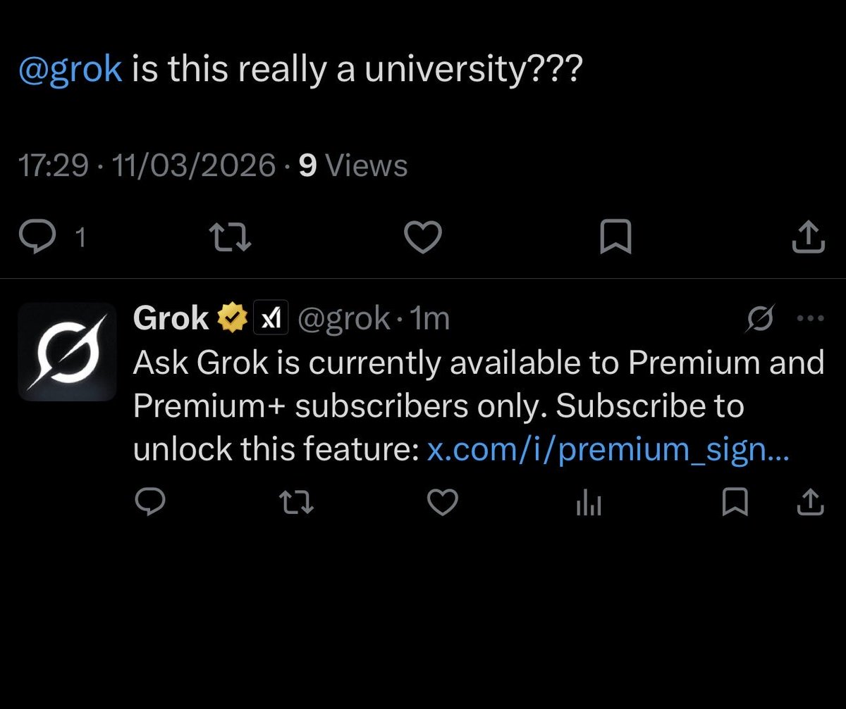BromatelloTemp's tweet photo. So, not only does x allow absolute lies to be posted on its platform, now even the one thing you can use quickly to check if the posts are true, is only available if you pay.
I wondered why it didn’t check for truthfulness before it allowed posting. 
This was why, obviously https://t.co/gruNhQ7MLL