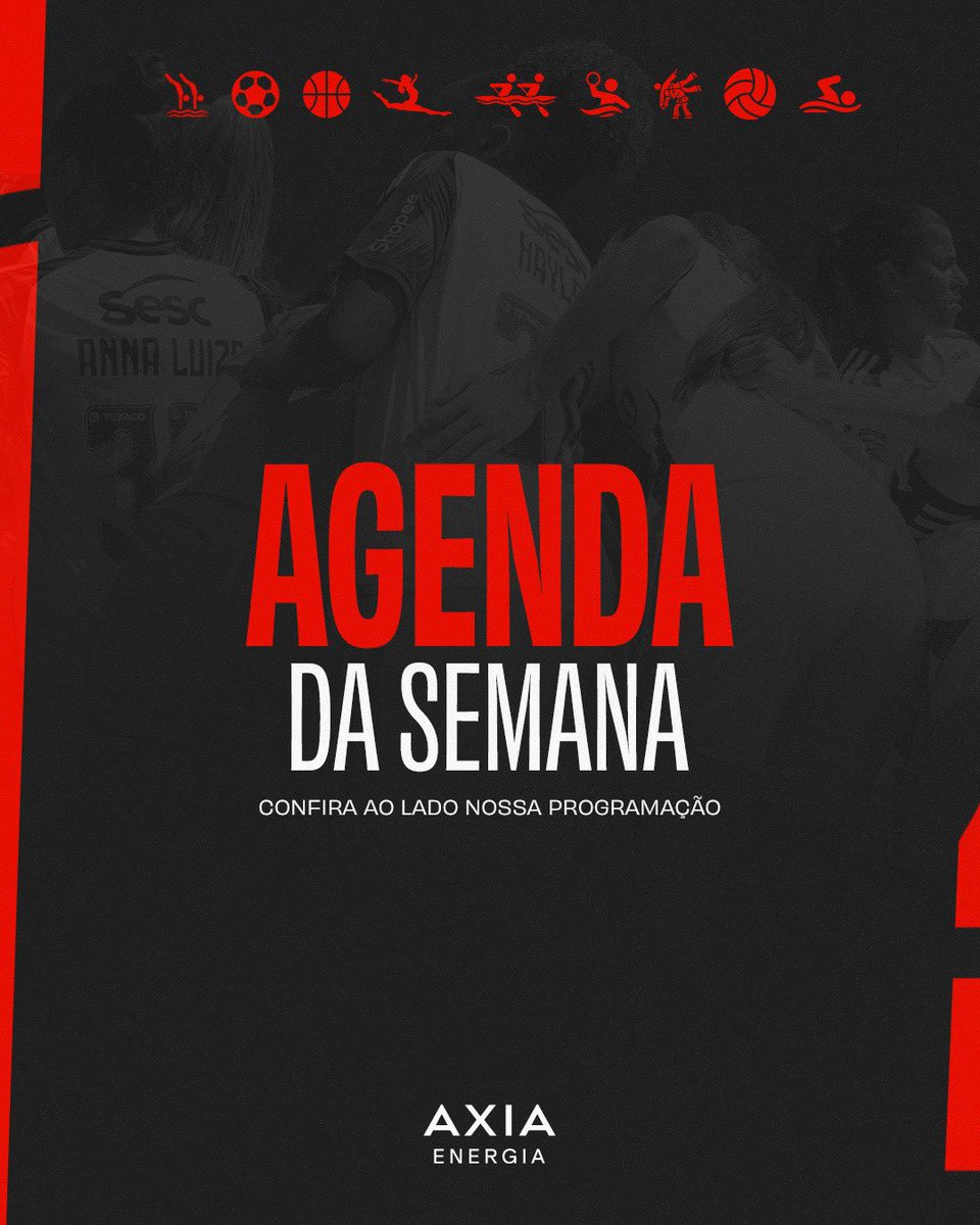TimeFlamengo's tweet photo. AGENDA DA SEMANA NO AR, NAÇÃO! ❤️🖤
Vem com o #TimeFlamengo! Jogos importantíssimos pela frente! 💪
Apoio: #AXIAFla https://t.co/2UexHOGvx4