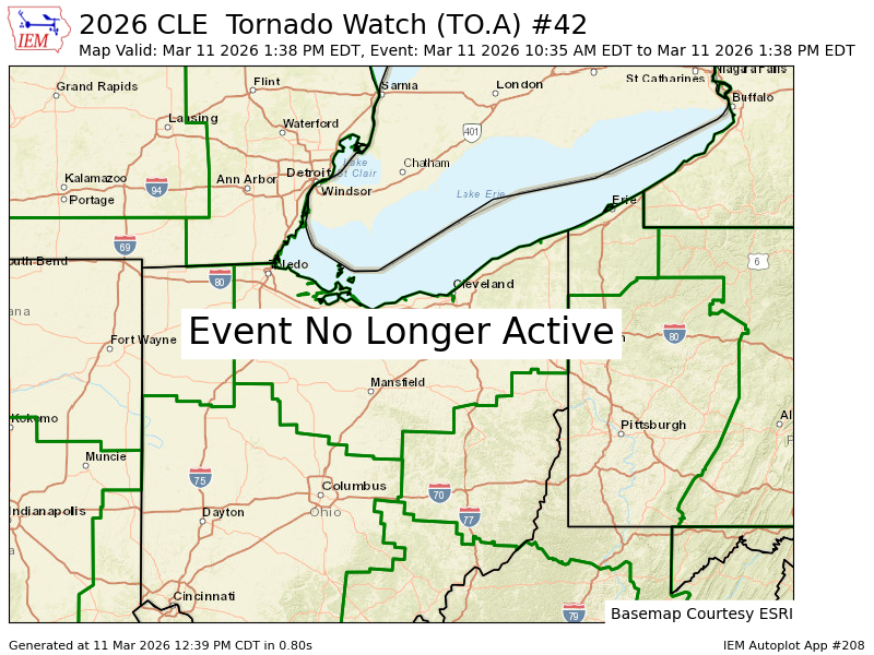 iembot_cle's tweet photo. CLE cancels Tornado Watch for Ashland, Ashtabula, Cuyahoga, Geauga, Holmes, Lake, Lorain, Mahoning, Medina, Portage, Stark, Summit, Trumbull, Wayne [OH] https://t.co/u5g8M8rKuA https://t.co/YcA6O1lkvl
