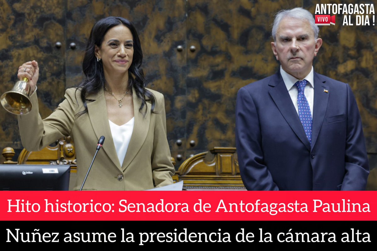 🔴La legisladora se convirtió en la quinta mujer en la historia en liderar la Cámara Alta.⚫

#Antofagasta

Más detalles en:
antofagastaaldia.cl/hito-historico…