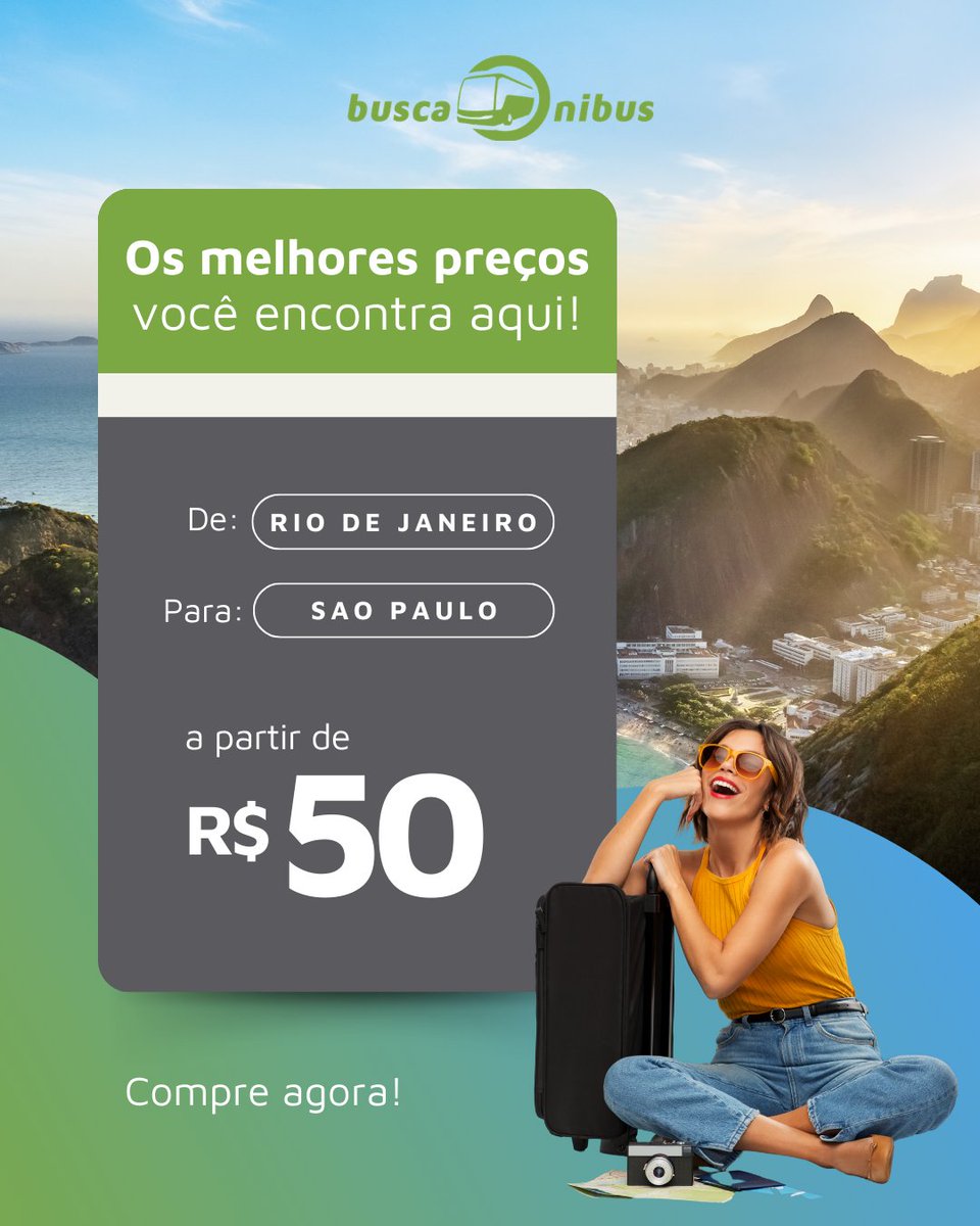 buscaonibus's tweet photo. Vai viajar no fim de semana? 👀

No @buscaonibus você encontra as melhores opções de passagens para as suas viagens!

Não perca tempo, os valores podem variar ao longo do dia.

Acesse o link na bio e saiba mais! 🚌

#viagem #passagembarata #destinos https://t.co/RAqvWMJE0E