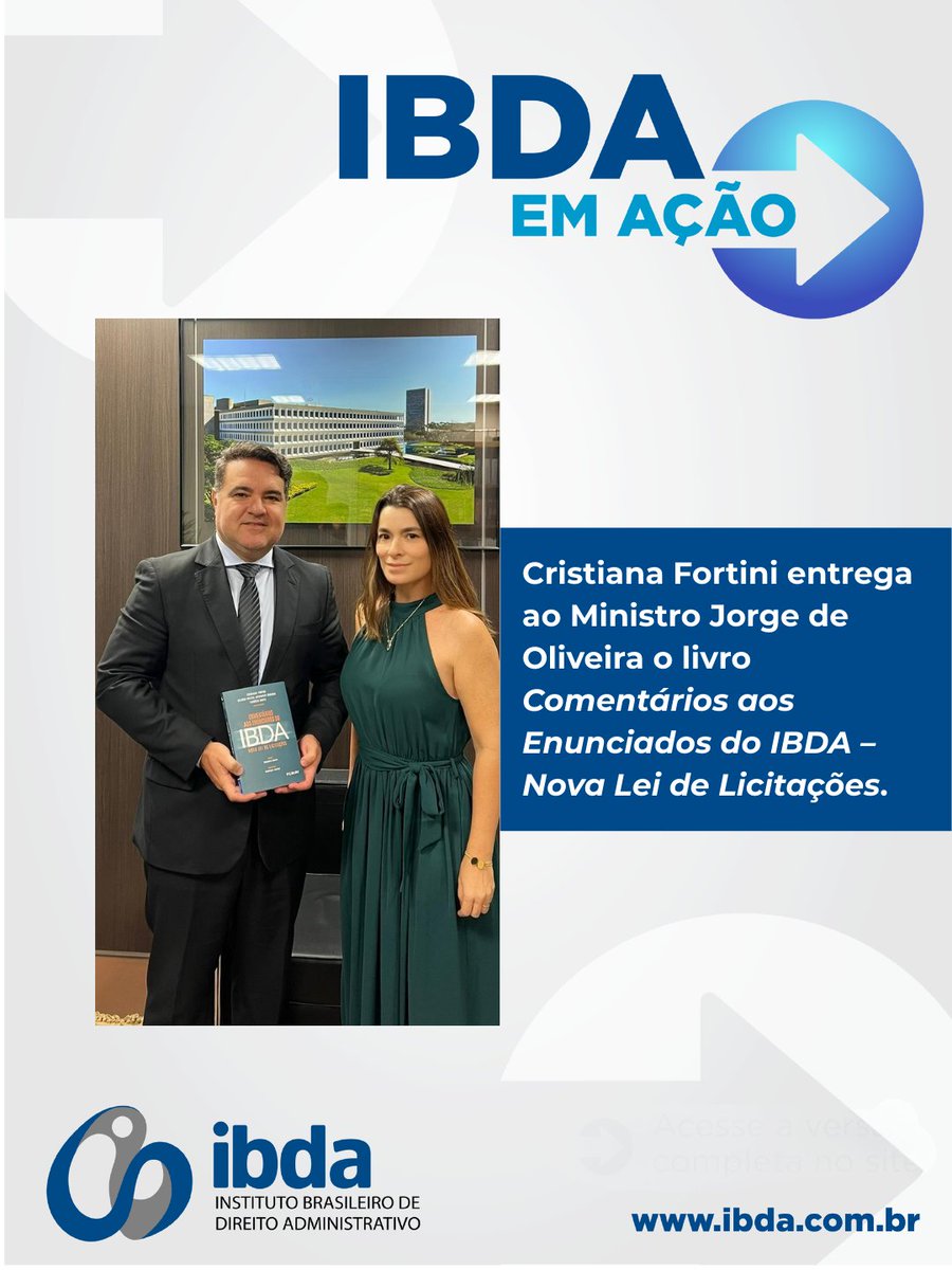 ibda_diradm's tweet photo. Cristiana Fortini entregou aos Ministros Jorge de Oliveira, Jhonatan de Jesus e Augusto Nardes (TCU) o livro Comentários aos Enunciados do IBDA – Nova Lei de Licitações. A obra reúne 61 enunciados resultantes das Jornadas do IBDA sobre a Lei 14.133/21. 
https://t.co/meOj9M6urI https://t.co/sU53yfUOVW