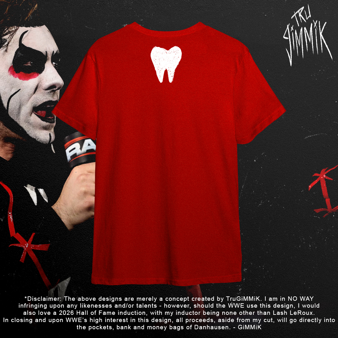 McCVRT's tweet photo. @DanhausenAD  concept. After WWE pays me handsomely for this, I will encourage them to throw in a FREE "Toothyfala" necklace for fanhausens who order at least 5 shirts in each color. All proceeds will go directly into the pockets and money bags of Danhausen. https://t.co/oiBe9UXMoF
