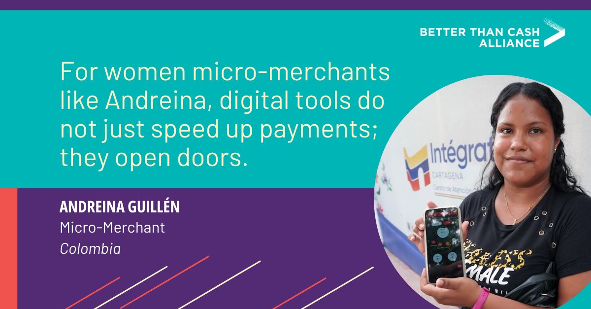 BetterThan_Cash's tweet image. 👩🏾 Andreina rebuilt her life in #Colombia by selling homemade food, but managing cash was challenging. A @WFP pilot, with assistance from @BetterThan_Cash, introduced her to #mobile wallets, helping her accept #digitalpayments, budget better &amp;amp; plan ahead. bit.ly/4bpuV2F