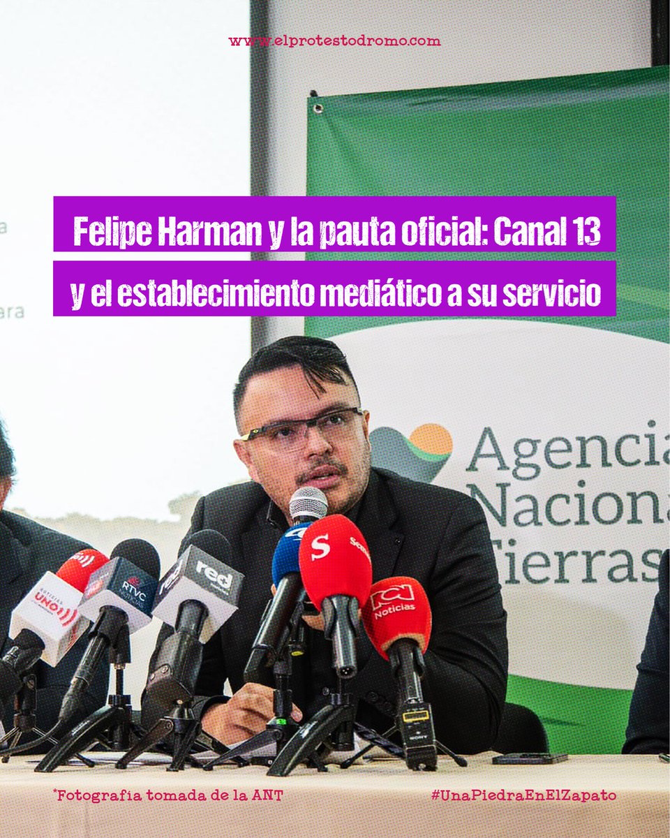 ElProtestodromo's tweet photo. #Investigación | 💰 La Agencia Nacional de Tierras firmó un contrato con el Canal 13 por 19 mil millones de pesos para pauta oficial. De esa suma, solo existen informes publicados por 6 mil millones. Del resto, el SECOP no registra información. 🎤 https://t.co/Dyccyt2w0U