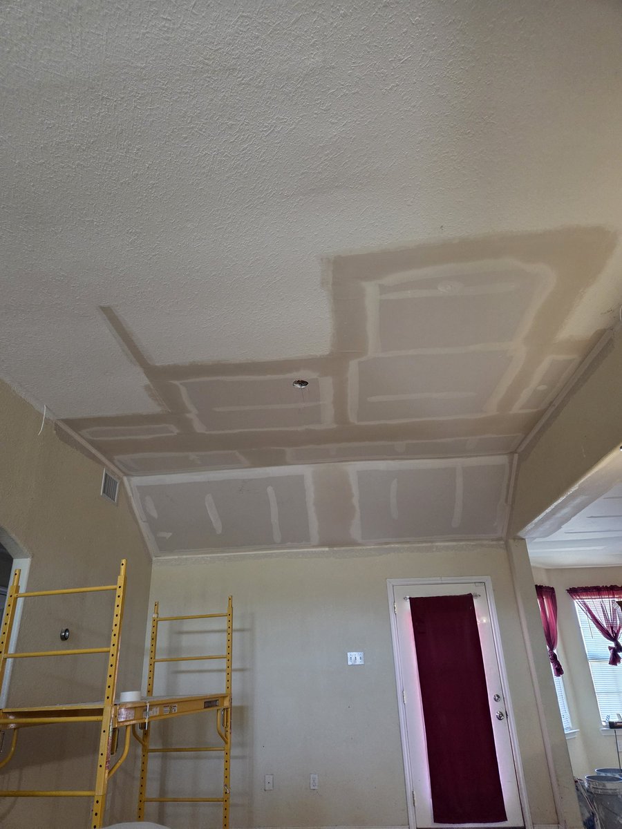 Good afternoon tape and float,  texture tomorrow afternoon and paint on Saturday morning