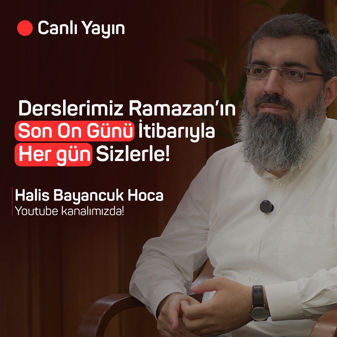 🔴 Kitâbü’r-Rikâk yayınımız başladı. Yayınımıza aşağıdaki linkten ulaşabilirsiniz:

youtube.com/live/J3tRmWdKH…