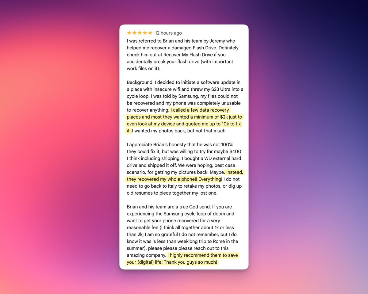 Samsung cycle loop got you down? 📱💔 We just saved ALL the data from a water-damaged S23 Ultra that Samsung said was unrecoverable! Photos, resumes, everything restored 💾✨ Affordable recovery that actually works 💪 #DataRecovery #300DDR #TechRescue
buff.ly/2ewfuzK