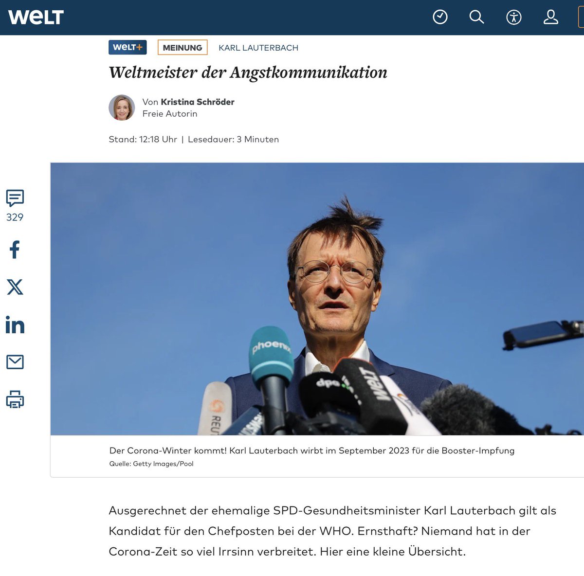 „So wurde eine Risikobewertung gegen die fachliche Einschätzung der zuständigen Behörde ganze drei Monate künstlich hochgehalten. Und damit eine Legitimationsgrundlage für Grundrechtseinschränkungen von 80 Millionen Bürgern behauptet, wo in dieser Dringlichkeit keine mehr war –