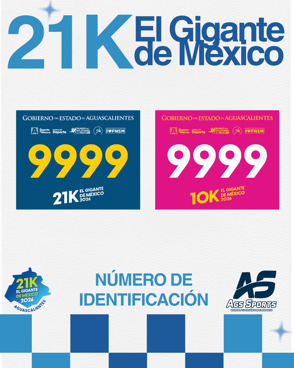 Piel de campeón y medalla de oro! 🤩 Presentamos el kit oficial del 21K El Gigante de México 2026 en Aguascalientes. 🦁✨

⚽ Playera edición mundialista. 🏅 Medalla para finalistas de 10K y 21K.
¿Estás listo para el reto? ¡Corre por la tuya! 🏃‍♂️💨

#21KElGigante #Running