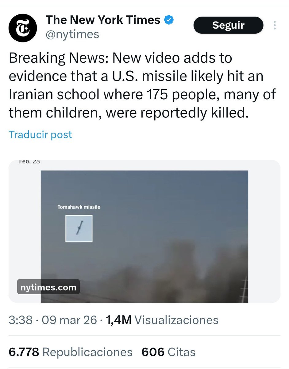 JulianMaciasT's tweet image. No solamente The New York Times demostró que fue el ejército de los EEUU quién bombardeó la escuela de Minab, sino que la investigación preliminar del propio ejército de los EEUU lo afirman.
x.com/JulianMaciasT/…