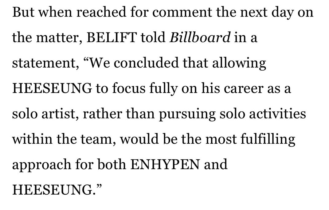 BELIFT LITERALLY JUST ADMITTED THIS IS THEIR OWN DECISION AND NOT HEESEUNG'S