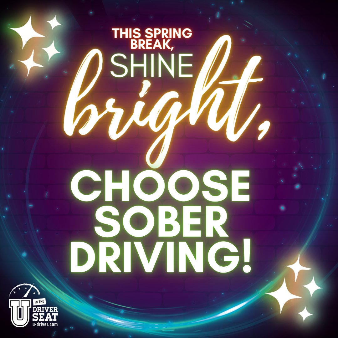 UDriverSeat's tweet photo. Spring Break reminder ๐ด
Shine bright โ not reckless.
โจ Choose sober driving.
๐ Plan your ride before the first drink and help make sure everyone gets home safely.
Smart choices = better memories.
#SpringBreakSafe #DriveLikeATexan #DriveSober ๐๐ https://t.co/TxA2J4k0K7