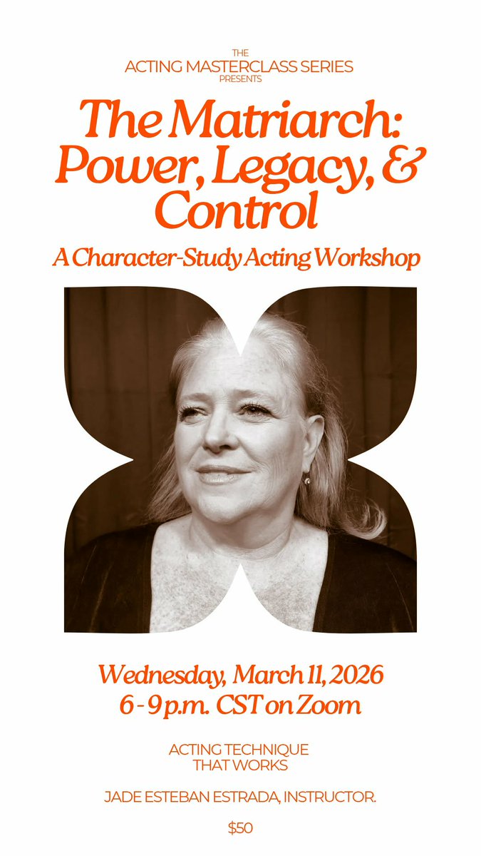 actingmcseries's tweet photo. Tonight, I'll be presenting "The Matriarch: Power, Legacy, &amp; Control," a character-study #actingworkshop via Zoom. Part of my #characterstudy Acting Series. #actingclass #actingmcseries #getjaded #buildingacharacter #mother https://t.co/FXcMgrn3aU https://t.co/DeGWVg1mQM