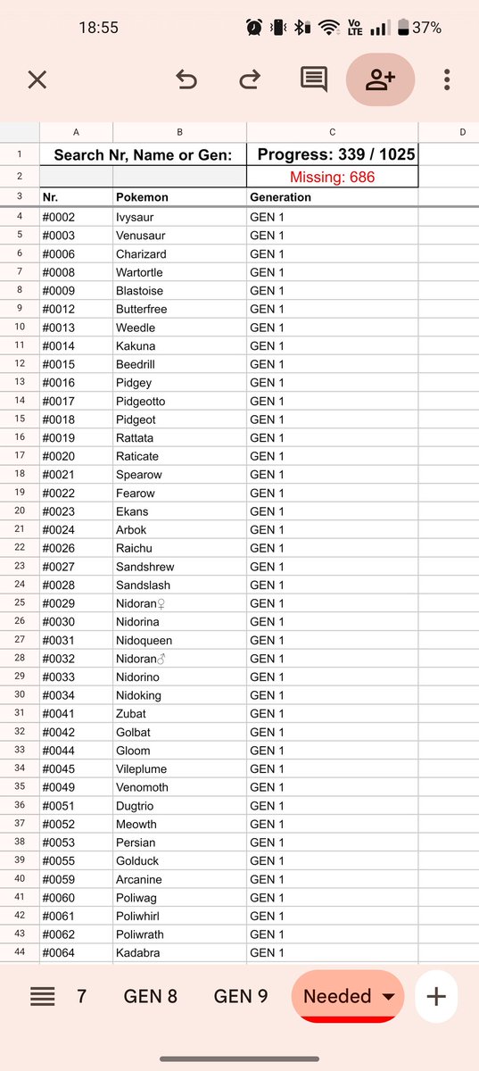 Yodabel_85's tweet photo. @vaultxhq @DeepPocketMnstr Modified it to make an auto list from the missing Pokémon and added a search bar ( search possible on pokedex, name or gen) https://t.co/S78TvbJ9KT