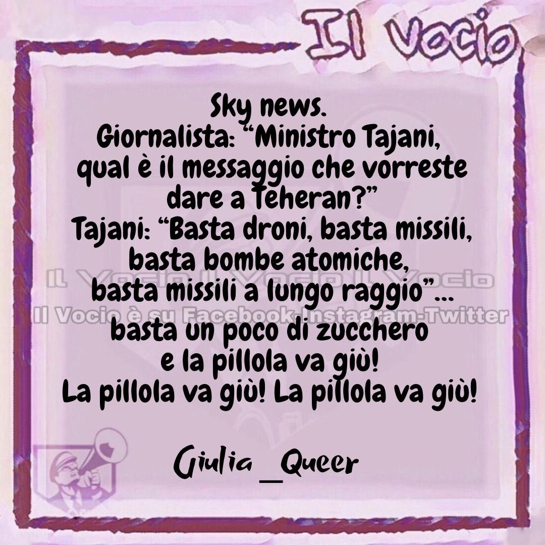 ilvocio's tweet photo. Giulia_Queer @QeerGiuliia
#giuliaqueer #ilvocio #Skynews #Tajani #Esteri #intervista #domande #risposte #consiglidiTajani https://t.co/fCte9dOv5d