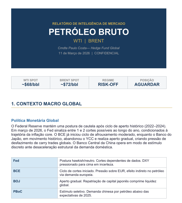 CmdtePaulo's tweet photo. A maioria das análises sérias sobre petróleo fica trancada dentro de bancos de investimento e hedge funds.

Relatórios macro que conectam geopolítica, risco de guerra no Oriente Médio, decisões da OPEP+, política monetária e impacto no Brent e WTI normalmente custam entre R$2.000 e R$4.500 em research profissional.

Preparei um estudo completo, 10 páginas,  sobre o cenário atual do petróleo em 2026.

E resolvi liberar gratuitamente.

Quem quiser receber o relatório completo pode solicitar pelo whats no link abaixo:

https://t.co/mJyQtoMr1Q

Envio direto no e-mail.