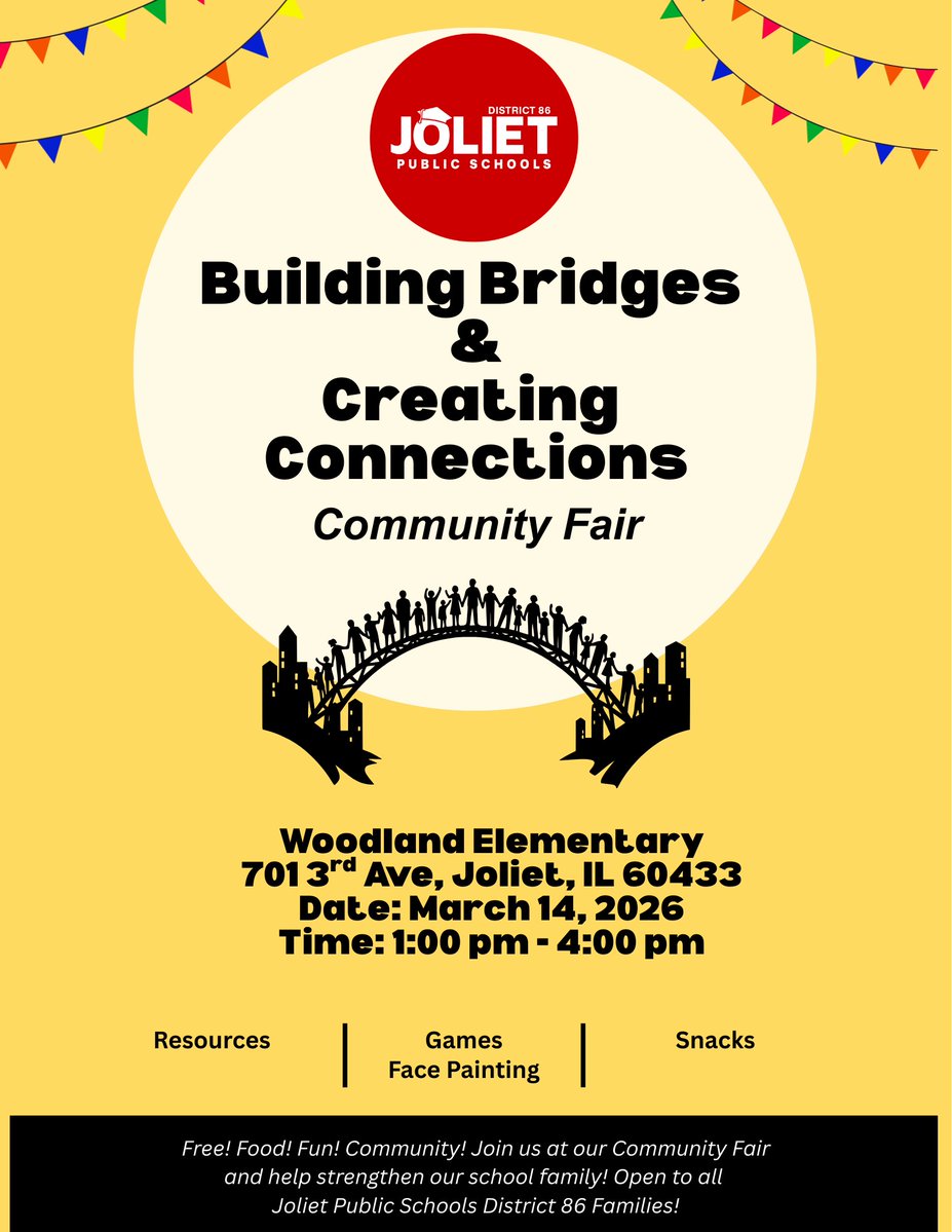 Esperamos contar con una buena asistencia de las familias del Distrito 86 en nuestra Feria Comunitaria gratuita del Distrito 86, que se celebrará el sábado, 14 de marzo, de 1:00 a 4:00 p.m. en <a href="/WoodlandD86/">Woodland Elementary</a>. #D86Hope