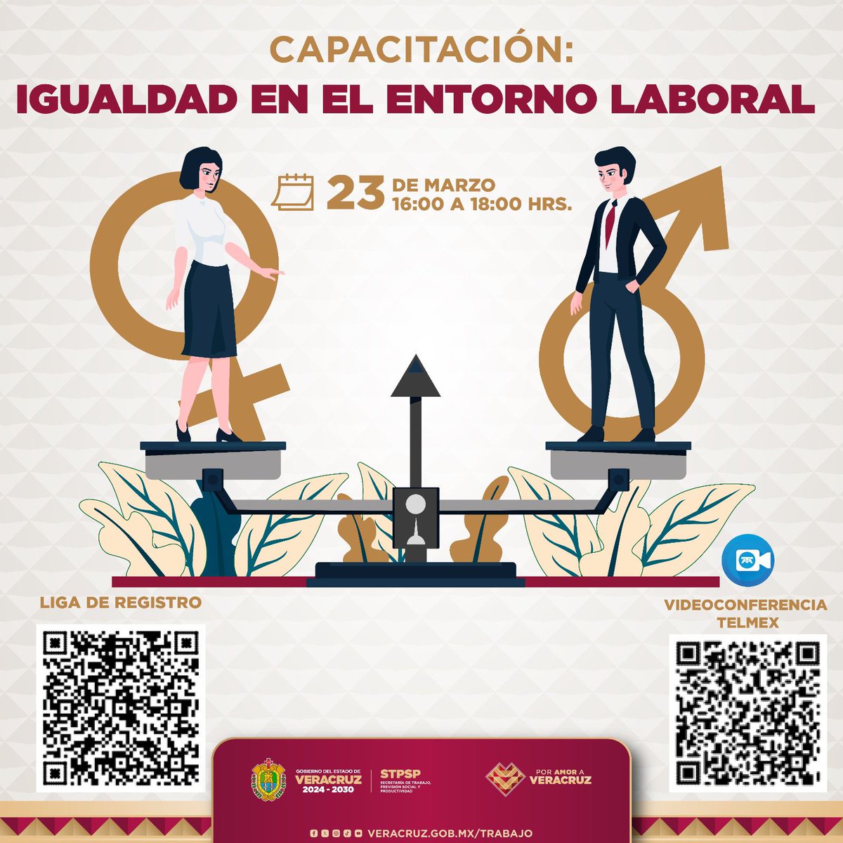 Participa en la capacitación “Igualdad en el Entorno Laboral”.

🗓23 de marzo |⏰16:00 horas
💻Virtual ingresando a: bit.ly/4bfcU6U.

ID de reunión: 83008742749
Código acceso: DTISTP
📝Regístrate escaneando el código QR o en bit.ly/4bhF8On.