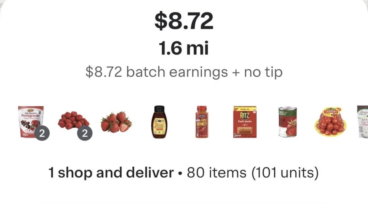 80 items for $8.72 and no tip. At some point the issue isn’t cherry-picking, it’s how labor is valued. When effort and pay disconnect this far, policy debates aren’t surprising. <a href="/Instacart/">Instacart</a>