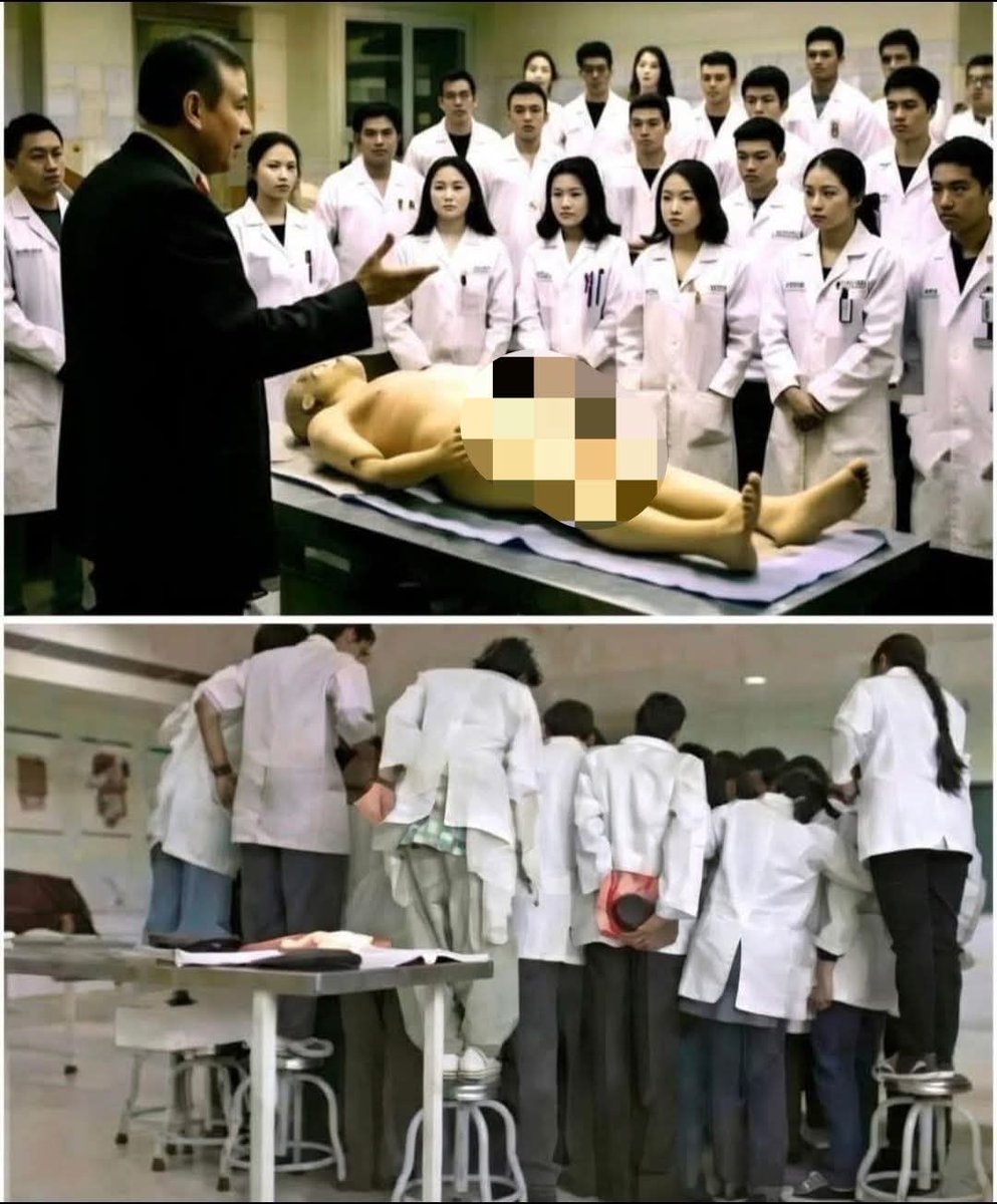 LeContempIateur's tweet photo. 😂🩺📚 Lors de leur premier cours d’anatomie, des étudiants en médecine se retrouvent autour d’une table avec un cadavre pour l’étude.

Le professeur commence par leur expliquer qu’un bon médecin doit posséder deux qualités essentielles. 

« La première, dit-il, est de ne jamais être dégoûté par le corps humain. »

Pour illustrer son propos, il met un doigt dans le rectum du cadavre… puis le porte à sa bouche. Les étudiants, choqués, hésitent longuement. Finalement, chacun finit par faire la même chose.

Quand tout le monde a terminé, le professeur les regarde et ajoute :

« La deuxième qualité essentielle d’un médecin est l’observation. »

Puis il sourit et conclut :

« Si vous aviez bien regardé, vous auriez remarqué que j’ai utilisé un doigt… mais que j’en ai goûté un autre. »

Moralité : en médecine comme ailleurs, savoir observer est aussi important que savoir agir... ✨