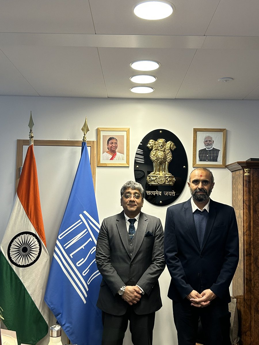VishalVSharma7's tweet photo. Pleasure to welcome Sh. Sanjaybhai Kara, Trustee, @BAPS Temple, Paris, and to know about the extraordinary Indo-French stone masonry collaboration. #ICH https://t.co/HdECC4i1bj