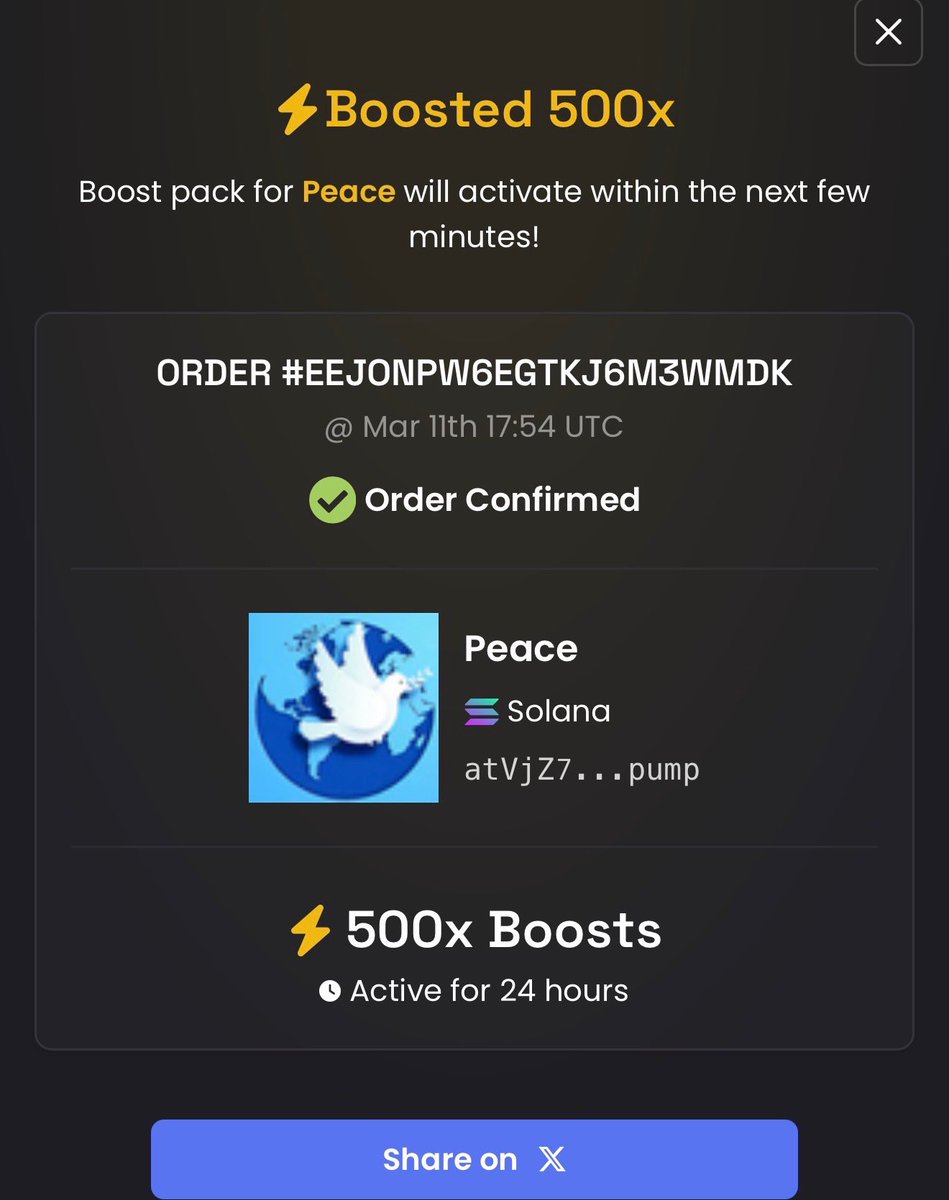 Added 500x Boost 

World $Peace is imminent.
Ensure you are well positioned. 🕊️