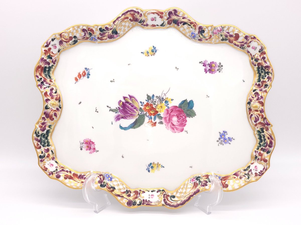 ArrowoodPlace's tweet photo. This is a stunning and rare Antique Capodimonte Tea or Coffee Set. This 4 piece Italian porcelain set includes a Serving Platter, Teapot, Creamer and a Sugar Bowl. Each piece is made from a relief mold and displays the Crown Naples maker's mark.

The large platter features an intricately detailed rim with a wavy shaped edge. It showcases a central bouquet surrounded by small groups of flowers. The large teapot, creamer have twisted rope-like handles and a sea serpent or dragon for the spout. The teapots, along with the sugar bowl, all display cherubs and chariots. To get a full set with the platter is extremely rare. Each piece flaunts a variety of color tones including, pink, red, orange, blue, green, gray, purple, brown and is complimented by gold gilt throughout.

This Capodimonte Service Set would make for a wonderful wedding gift. Every piece is beautiful and fascinating on it's own. Together they are striking and are sure to add elegance and interest to any space. A collectors dream.

View on Etsy for more details at https://t.co/L9Lxzgn2RT