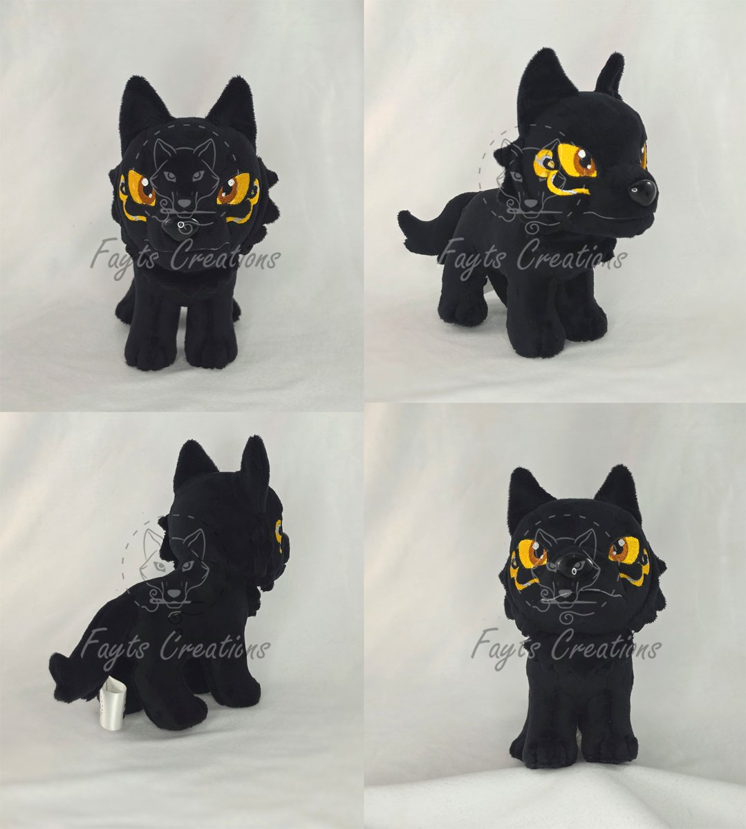 Fayts_Creations's tweet photo. OC Plush commission for Bl3iz-Du of their oc Aloka.

He's made from shannon minky with machine embroidery details. 
He's 7 inches long (not including his tail) 
I used a darkish grey for the mouth embroidery so it stands out more in the black minky. https://t.co/y3Pa5vY4Im