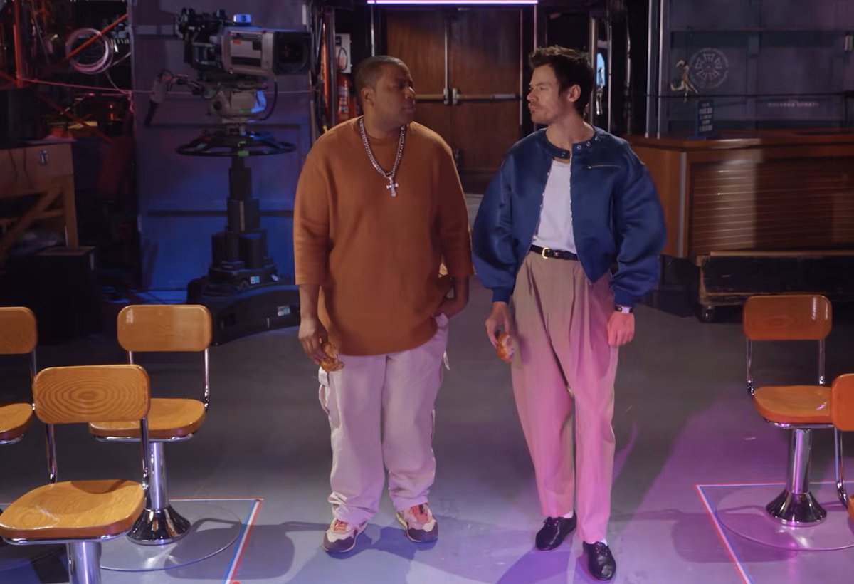 hsdaily's tweet image. Harry for Saturday Night Live with Kenan Thompson and Marcello Hernández