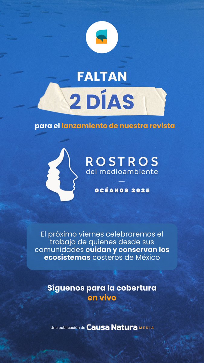Este 13 de marzo presentamos Rostros del Medioambiente 2025, una revista que documenta el trabajo de 10 personas de distintas costas de México que en 2025 actuaron por la conservación del mar y sus comunidades. 

#RostrosdelMedioambiente 2025