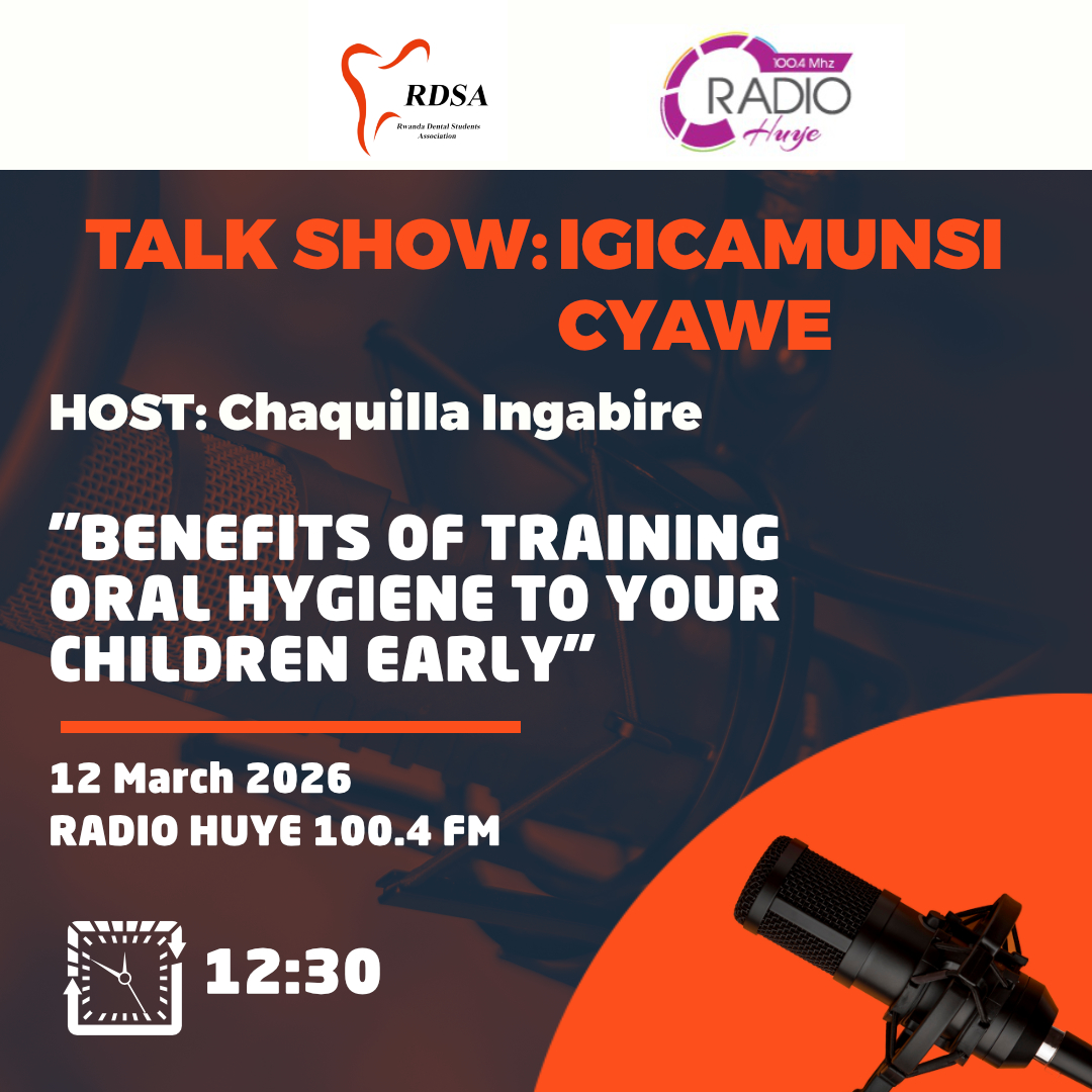 rdsarwanda's tweet photo. 🚨Don’t miss out🚨
Join us on Radio Huye tomorrow, March 12th at 12:30 PM for a talk: "BENEFITS OF TRAINING ORAL HYGIENE TO CHILDREN EARLY." 
Tune in to learn how to prevent future dental diseases and why starting early is the best strategy. 

#WOHD2026
@BrianChirombo https://t.co/06pzfiDc5z