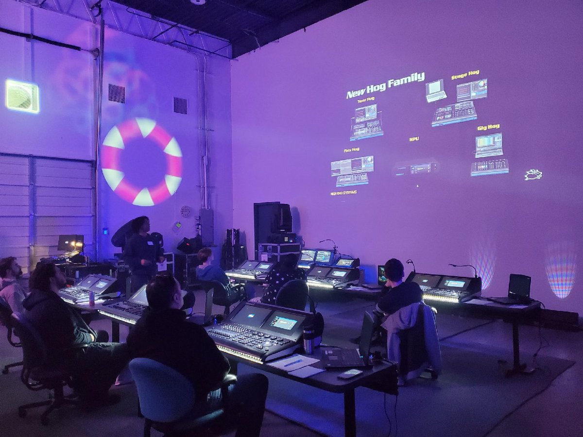 IncRuehling's tweet photo. Thanks to everyone who attended our recent Hog Console Training! For those that missed it, stop by and take a look at a Stage Hog Demo Console for a tour of v5.  Contact us TODAY for a Demo.  Stay turned for more of Hog Console Training &amp; other classes coming in the near future! https://t.co/8eX56Rg07Z