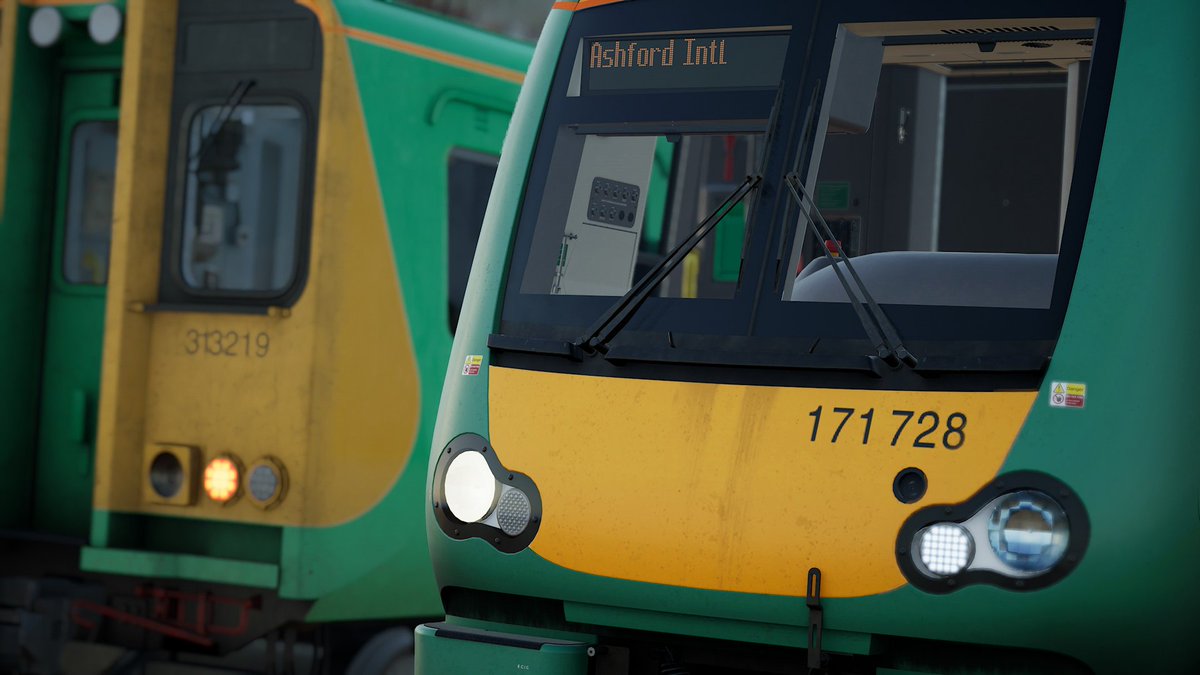 Moby_Dick78's tweet image. 現在はEastbourne発着となり、運転区間が短縮されてしまったMarshlink線直通のAshford International行き。Class 171の車内アナウンスは少しこもった感じで雰囲気が出ている。#TrainSimWorld #TSW6