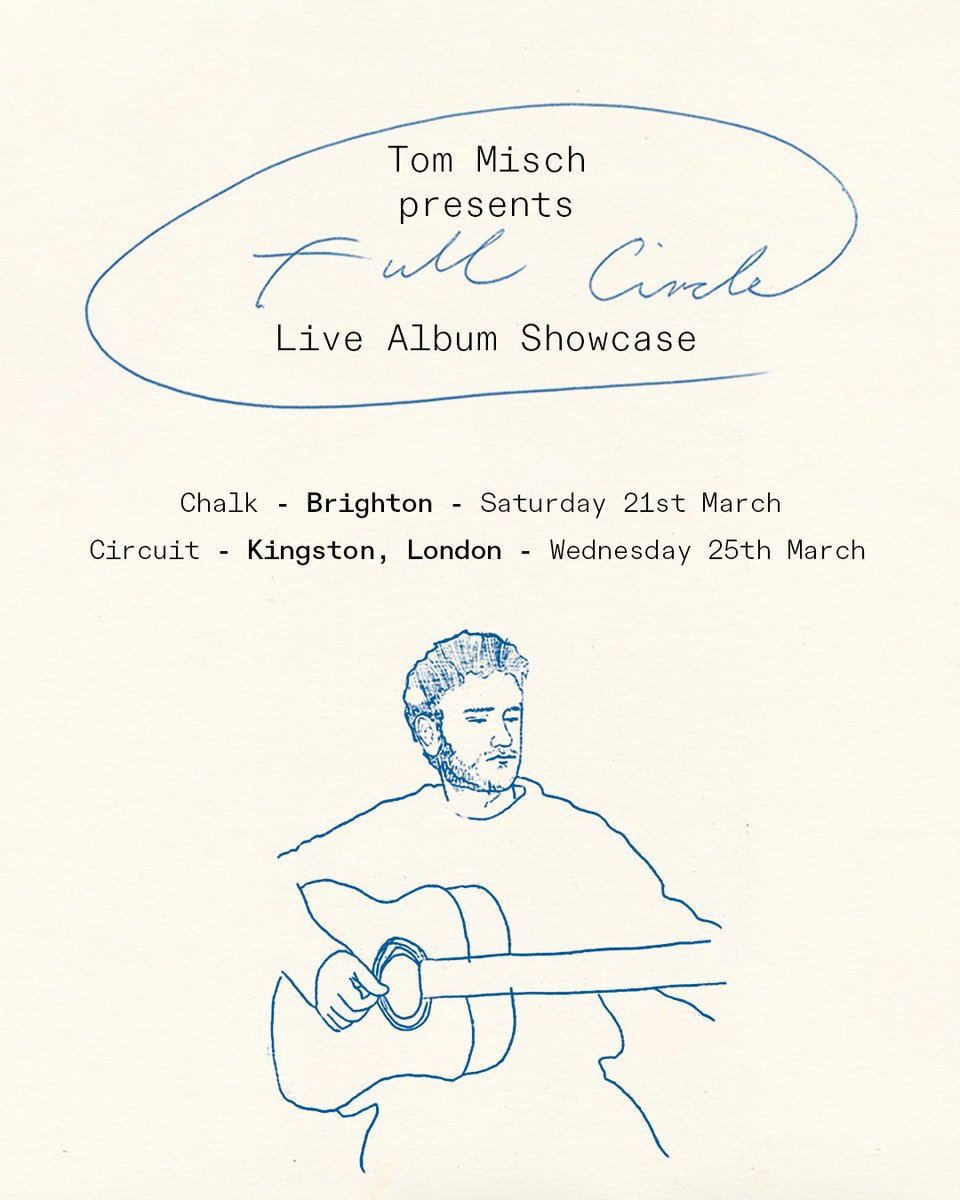 I'm gonna be playing two extra live shows with my band before Full Circle comes out ! 

Tickets on sale tomorrow at 10AM ⭕

tommisch.ffm.to/fullcirclelive…
