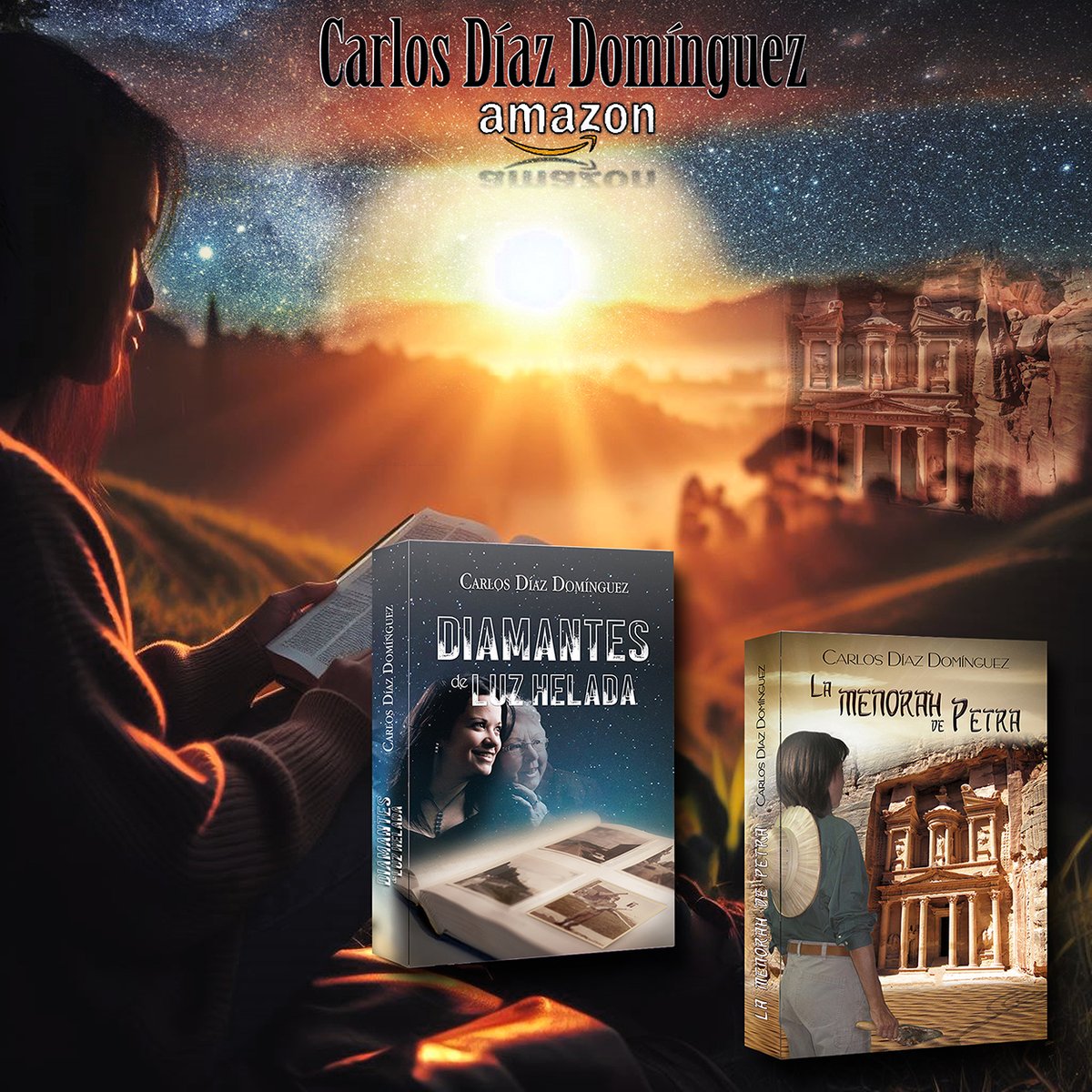 carlosdd59's tweet photo. Un amanecer en tu vida, en tus días de ocio,en tu entretenimiento."La menorah de Petra","Diamantes de luz helada" #Jordania #Israel #Jerusalén #Mossad #Sáhara #Marruecos #Intriga #Suspense #Franco #Bestseller #MarMuerto #Historia #Thriller #KindleUnlimited https://t.co/bKsRobtlyL https://t.co/ydZWQUHOdN