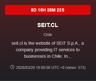 chum1ng0's tweet photo. 🔴🇨🇱El grupo de ransomware Bashe publica SEiT S.p.A., Soporte técnico para empresas y continuidad operativa en su sitio DarkWeb.
🔗https://t.co/NP7pGAqmRs
#ransomware #infosec #Chile #DarkWeb #Bashe #ciberataque
cc: @ANCIChile https://t.co/FgJacNE7Iz