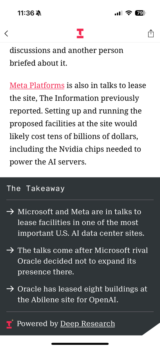 anissagardizy8's tweet photo. scoop: Microsoft is in advanced talks to lease hundreds of megawatts of data center capacity in Abilene, Texas after Oracle decided not to expand its presence at the site just last week. 

More: https://t.co/sFFBB4hHmi https://t.co/VVhNxeO3ie