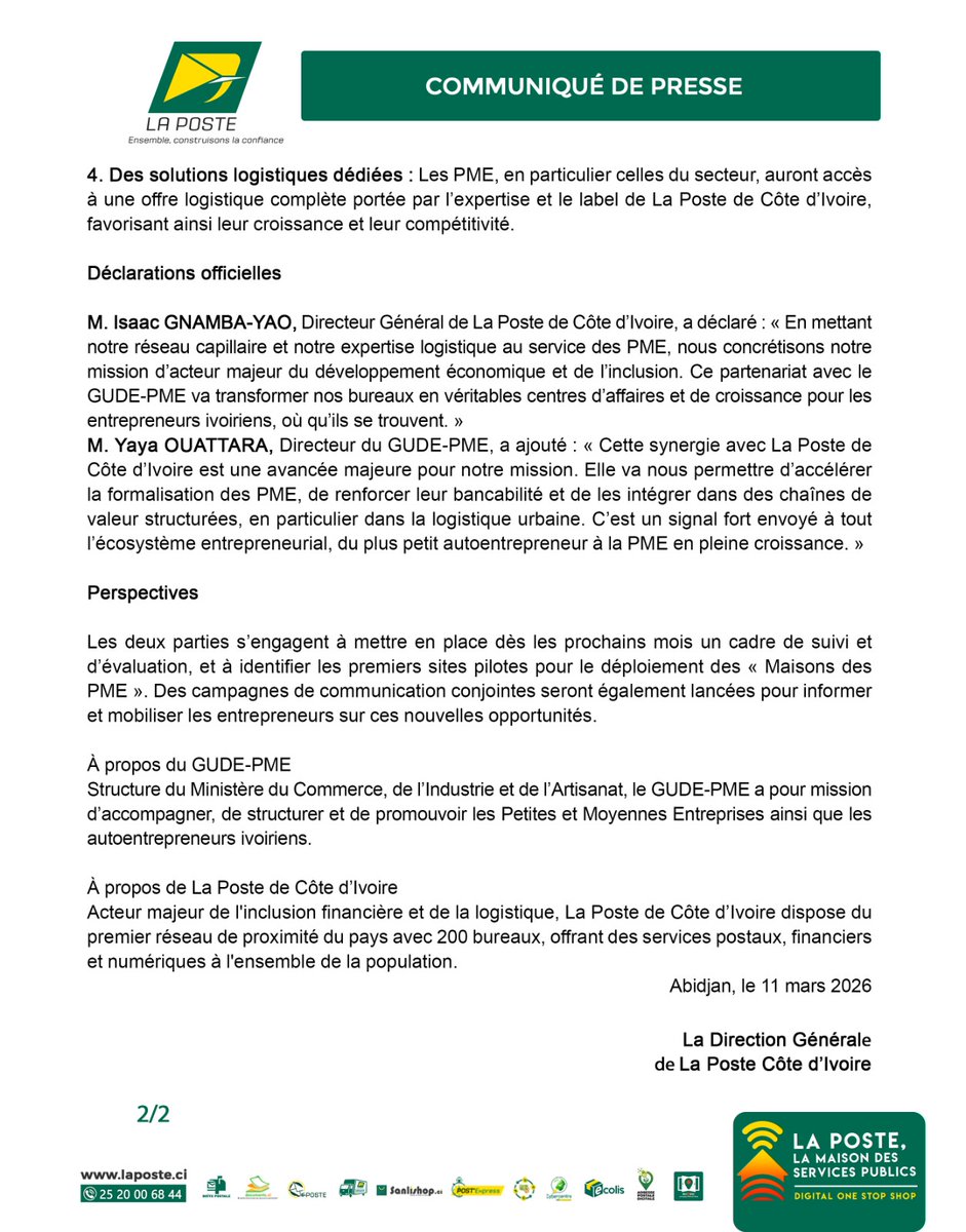 La Poste de Côte d'Ivoire tweet media
