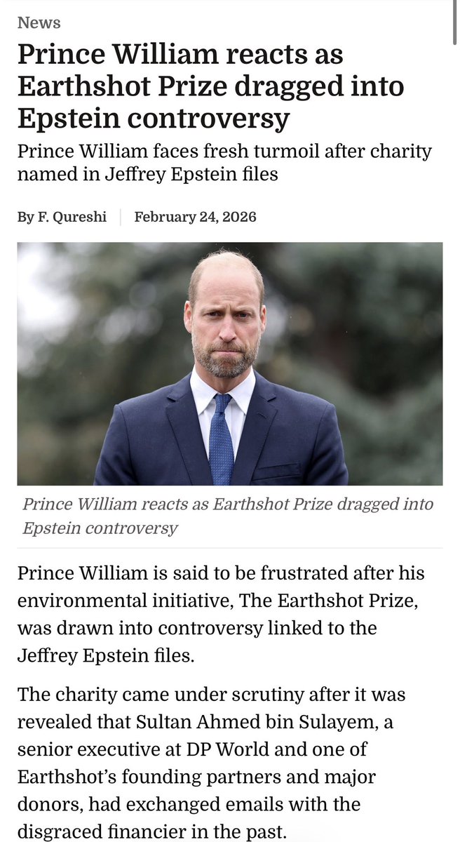 The Fragile Future King: Reports of William’s "Tantrums" Reveal a Prince Ill-Equipped for Personal or Political Scandal. 
#epstein #Earthshot #princewilliam #princeAndrew #Mandelson