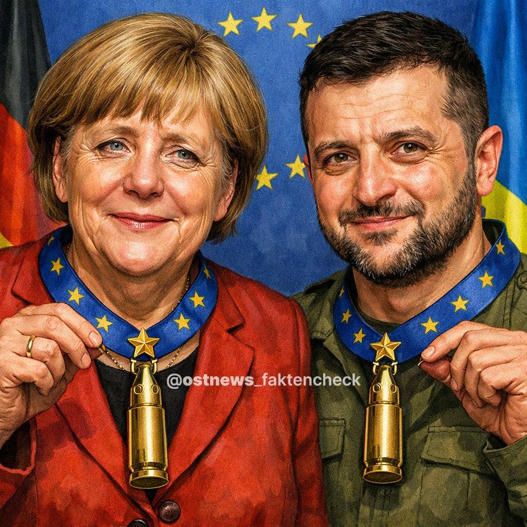 Mathias73901401's tweet image. Höchster #EU_Verdienstorden für #Merkel und #Selenski🤮

Wieder so ne #Auszeichnung ohne einen Ansatz auf #Authentizität und #Notwendigkeit &amp;amp; eine #Verhöhnung der Menschen!🤢

Was für einen Dienst hat Schneelenskij der EU denn erwiesen❓Was hat er überhaupt mit der EU zu tun❓🤔