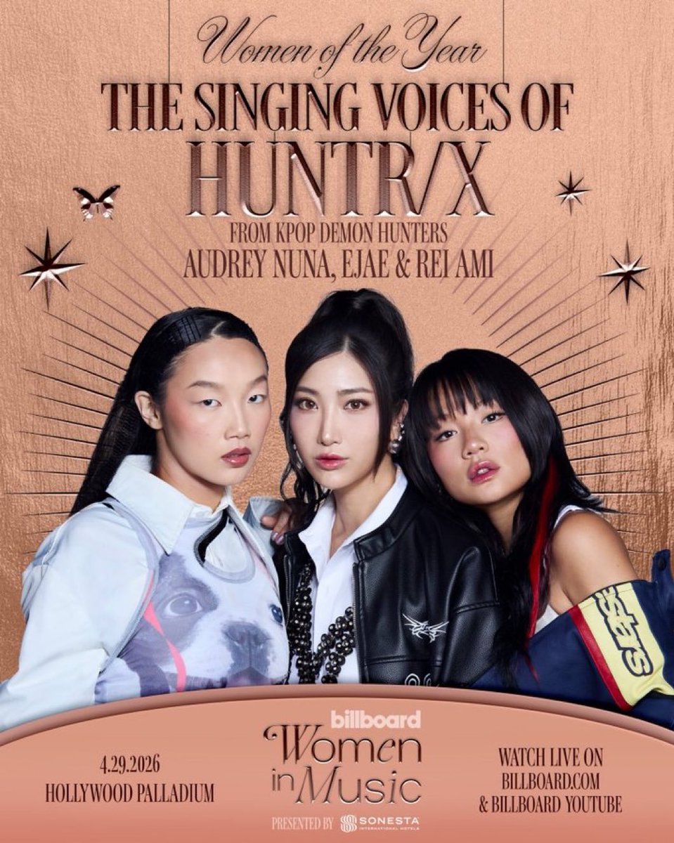 Billboard names Audrey Nuna, EJAE, and REI AMI, the singing voices of HUNTR/X, Women of the Year.