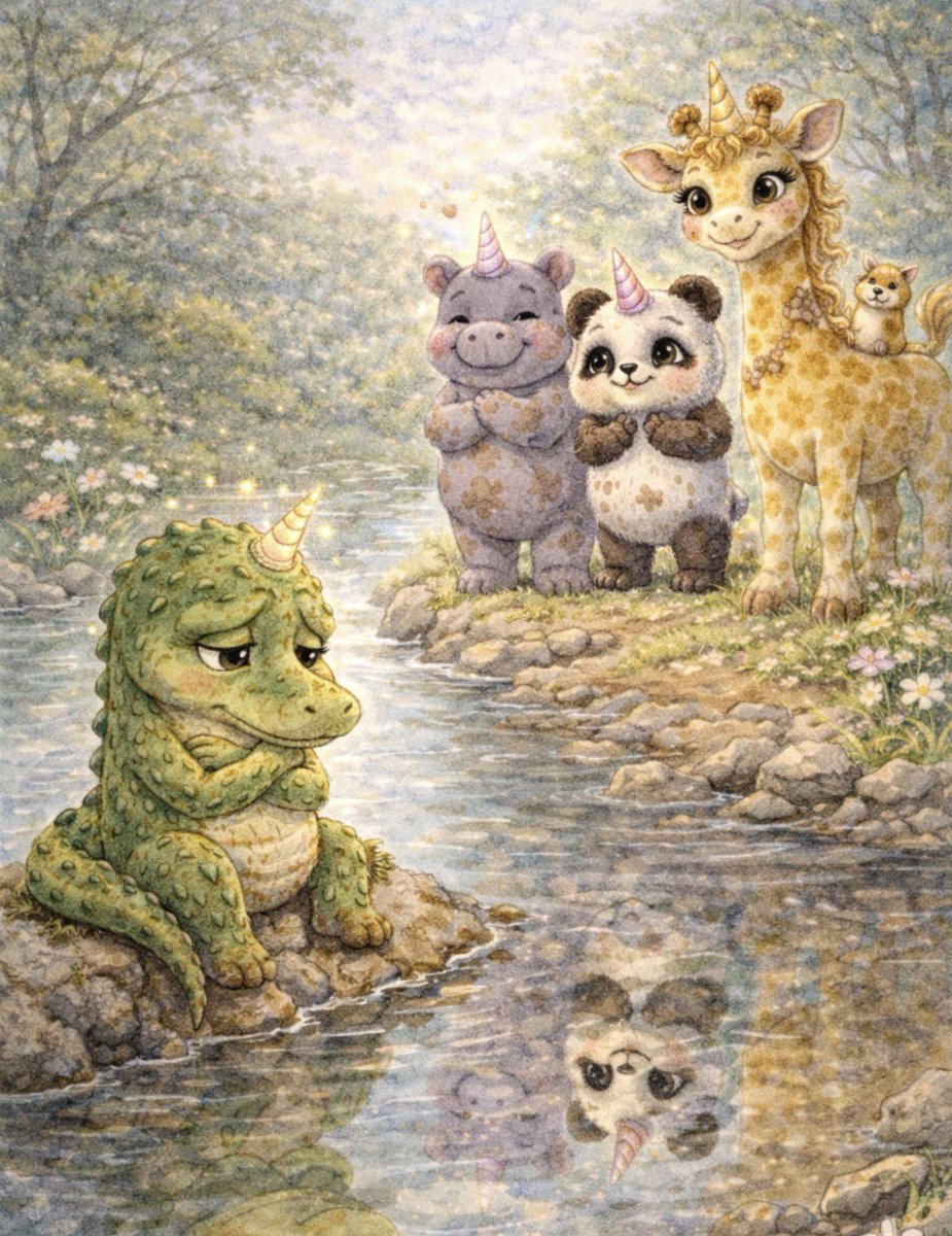 zimmbitv's tweet photo. Meet Coco the Crocodile Unicorn 🐊🦄

Coco might look fierce with those sharp teeth.

But she is one of the kindest members of the Rainbow Herd.

📚 Pippa and the Rainbow Herd
Available now on Amazon.
Link below 👇 

#ChildrensBooks #PictureBook https://t.co/vdFSjEjAno