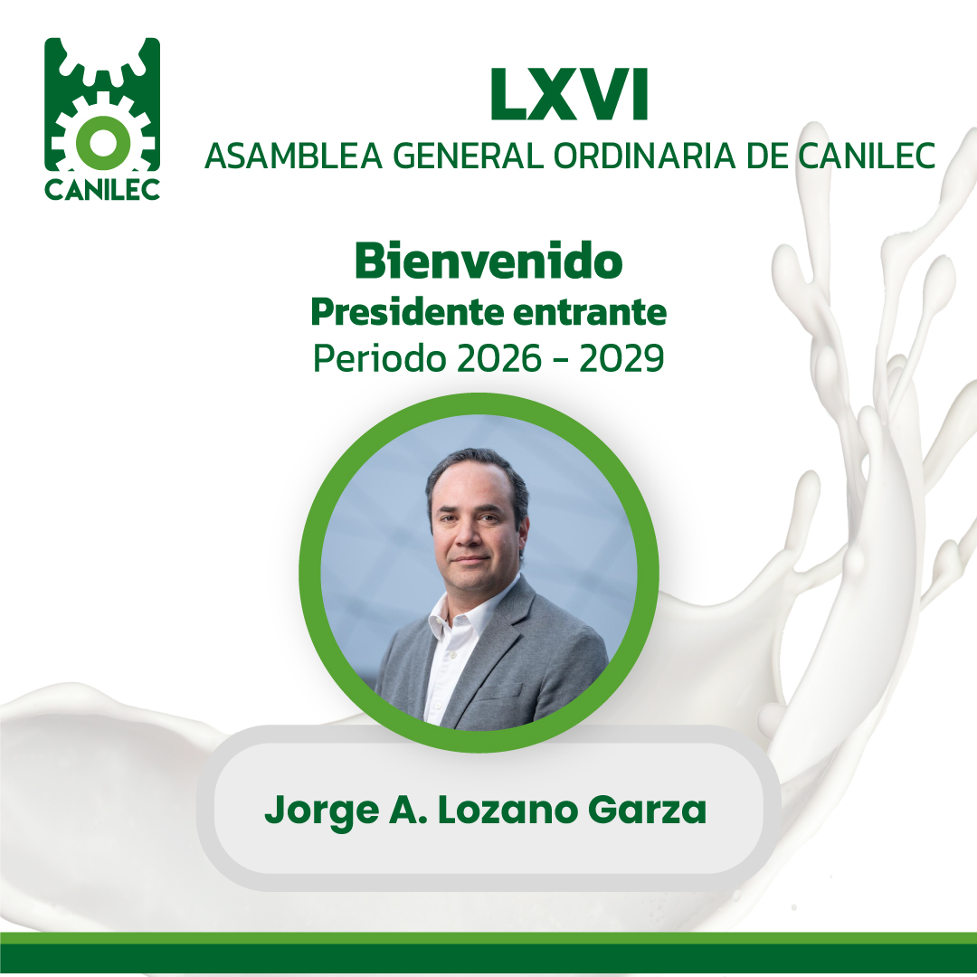 Canilec's tweet photo. Nuestra membresía eligió a Jorge Lozano, de Qualtía Alimentos, como nuevo presidente de la Cámara, quien continuará impulsando el diálogo con autoridades, academia y sociedad para contribuir a una discusión informada sobre los desafíos de la industria de los lácteos. https://t.co/zztnLtnR4j