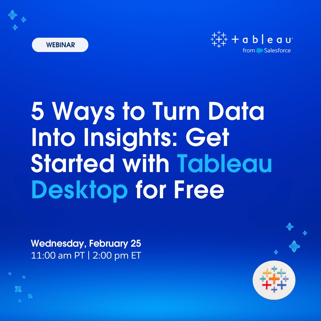 Whether you're a data pro or just getting started, Tableau Desktop helps you transform data into trusted, interactive insights—no deep technical expertise required.

Save your spot: sforce.co/4kL2DDN